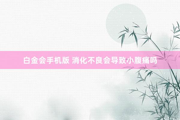 白金会手机版 消化不良会导致小腹痛吗