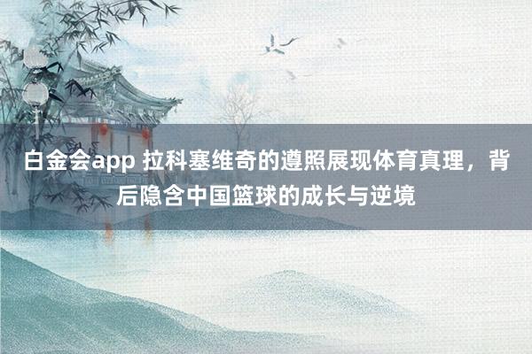白金会app 拉科塞维奇的遵照展现体育真理，背后隐含中国篮球的成长与逆境