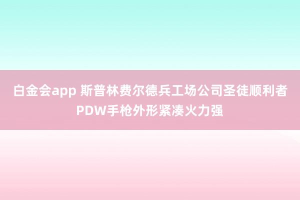 白金会app 斯普林费尔德兵工场公司圣徒顺利者PDW手枪外形紧凑火力强