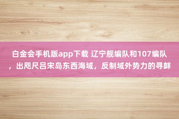 白金会手机版app下载 辽宁舰编队和107编队，出咫尺吕宋岛东西海域，反制域外势力的寻衅
